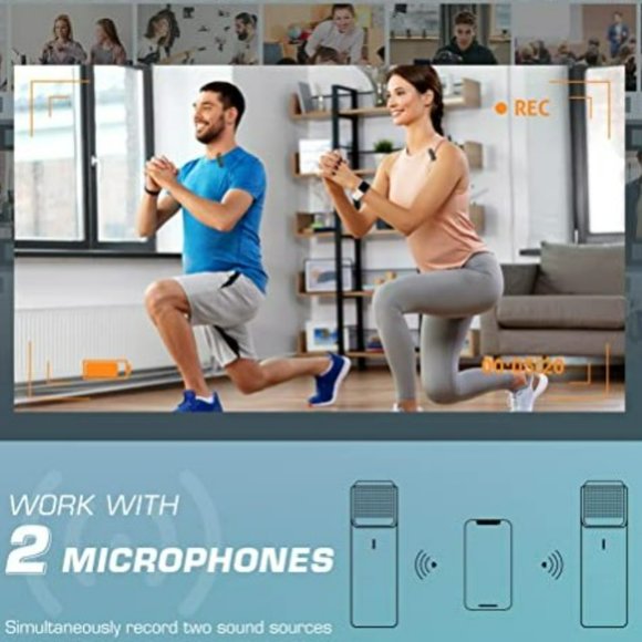AUXCO 2 Pack Wireless Lavalier Microphone - Picture 2 of 7